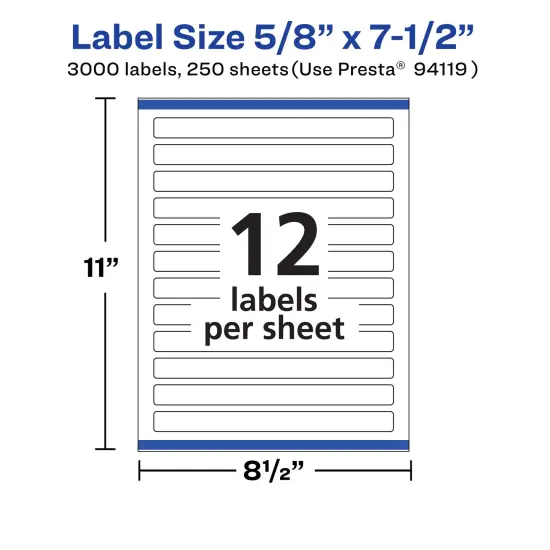 Avery Matte White Rectangle Labels with Sure Feed, 5/8" x 7-1/2" {5}