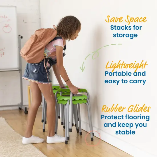 Daisy Stackable Stool Set, Flexible Seating, 8-Piece Grassy Green {3}