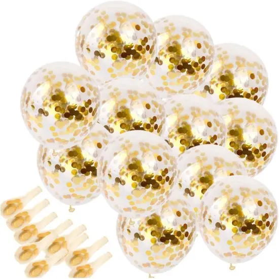 Gold Confetti Balloons 20 Pieces, 12 Inches Party Balloons With Golden Paper Confetti Dots For Party Decorations Wedding Decorations And Proposal (Gold) {1}