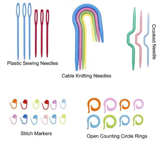 91 Pieces Complete Knitting and Crochet Accessories,Knitting Supplies Kit with Knitting Stitch Markers Plastic Sewing Needles Cable Needles for Knitting Sewing Kit {1}