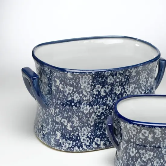 AA Importing 59712 Blue And White Footbath - Set Of 2 {4}