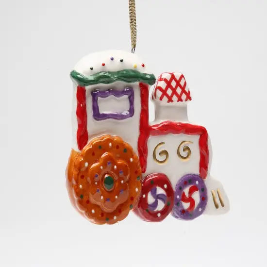 Ceramic Sweet Holiday Ornaments Set Of 4 Train, Angel, Santa & Children, Home Décor, Gift for Her, Gift for Mom, Christmas Décor {5}