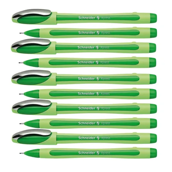 Xpress Fineliner Pen, Fiber Tip, 0.8 mm, Green, Pack of 10 {1}