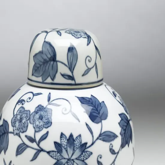 AA Importing 59767 Blue And White Round Jar With Lid {4}
