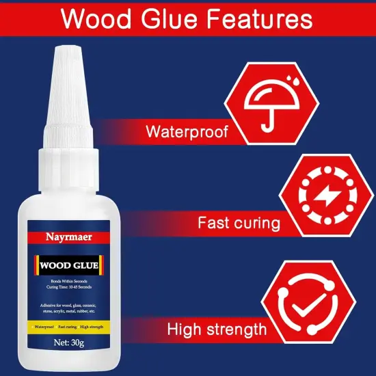 Wood Glue, 30g Super Glue for Wood, CA Glue for Wood Working, Fast Drying Wood Glue for Wood, Furniture, Balsa and Crafts (WGN1-30g) {4}