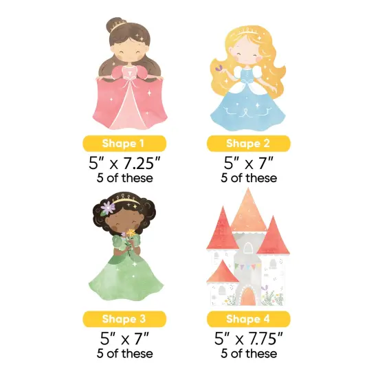 Big Dot of Happiness Princess Party Paper Cutouts, Double-Sided Castel and Princess-Shaped Decor, DIY Princess Birthday Party Essentials - Set of 20 {6}