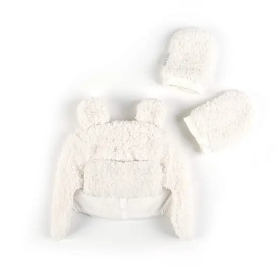 Tadpoles Super Soft Plush Sherpa Hat & Mittens Set, Ivory {1}