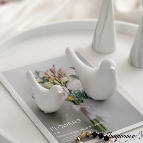 Uniquewise White Ceramic Bird Statue {7}