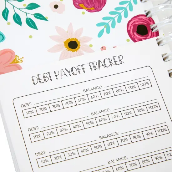 Floral Monthly Budget Planner, Bill Organizer with 24 Pockets, Debt Payoff Tracker, Payment Checklist (5 x 7 In) White {7}