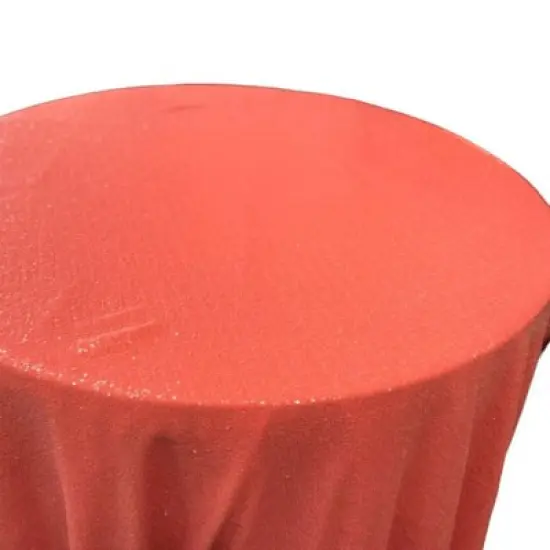 1 Yard Glitz Sequin Tablecloth 90 Inch Round Durable Polyester for Parties and Weddings Coral {1}