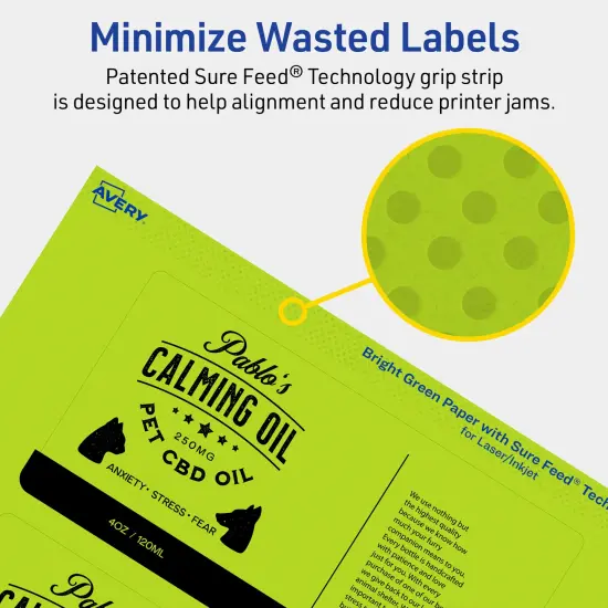 Avery Bright Green Paper Labels, 3" x 6" Rectangle {4}