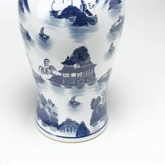 AA Importing 59760 Blue And White Ginger Jar With Lid {3}