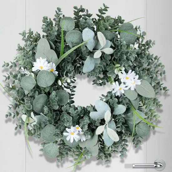 Front Door Wreaths, 20 Inch Spring Eucalyptus Greenery Wreath {1}
