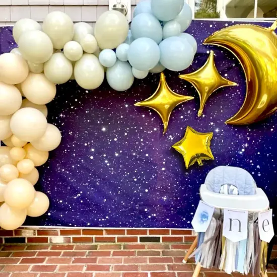 54Pcs Star Foil Balloons Moon Foil Mylar Balloons Kit with 50Pcs Gold Star Balloons and 4Pcs Large Moon Foil Balloons for Baby Shower Christmas Anniversary Engagement Wedding Birthday Party Decoration {4}
