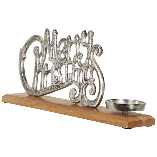 Northlight "Merry Christmas" Metal Sign Votive Candle Holder -15.5" Silver {4}