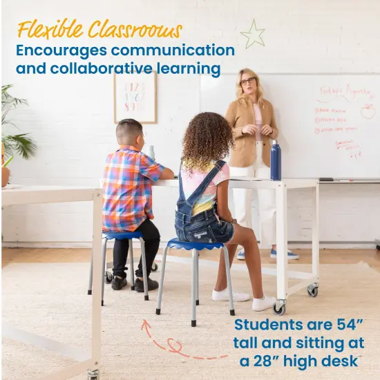 Daisy Stackable Stool Set, Flexible Seating, 8-Piece Blue {4}