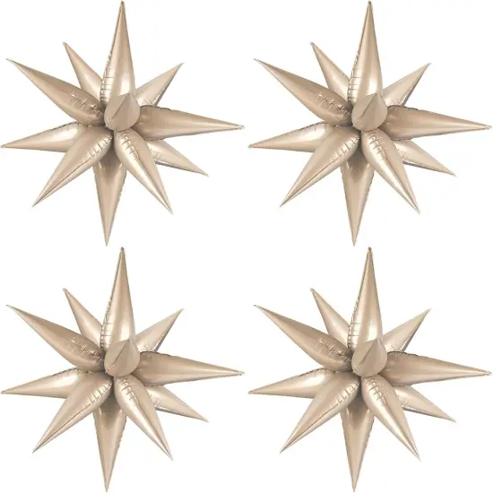 60 PCS Caramel Star Balloons, 12 Point Spike Explosion Star Foil Balloons for Birthday, Baby Shower, Bridal Shower, Wedding, Festivals Decorations (Caramel) {1}