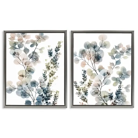 Stupell Industries Collage of Translucent Plants Framed Floater Canvas Wall Art Gray Floater Frame {1}