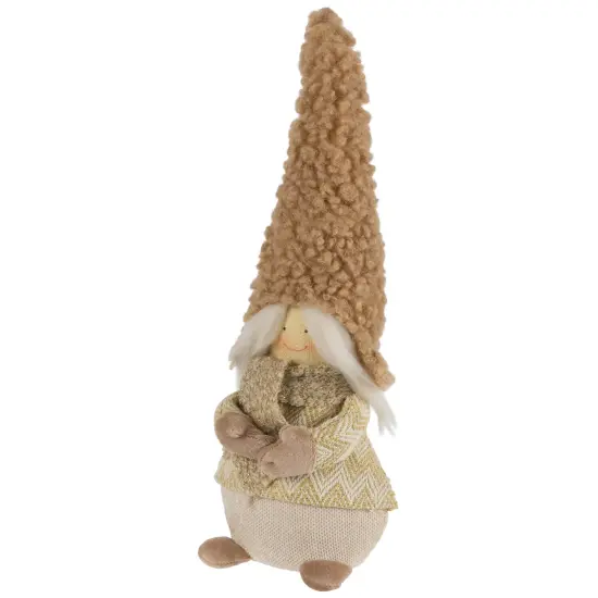 Northlight Standing Gnome Girl with Plush Hat Christmas Figurine - 11.5" Beige {6}