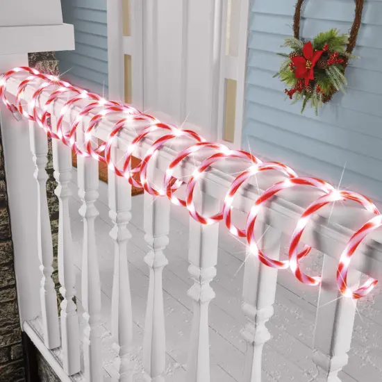 Collections Etc 18FT Candy Cane Holiday Rope Light w/ 8 Lighting Functions {1}