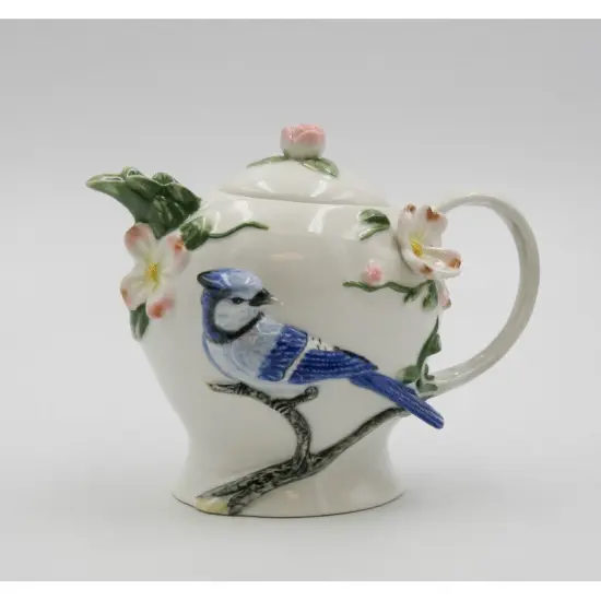 Hand Painted Ceramic Blue Jay Bird Teapot, Gift for Her, Gift for Mom, Tea Party D&eacute;cor, Caf&eacute; D&eacute;cor, Farmhouse D&eacute;cor, Kitchen Decor {2}