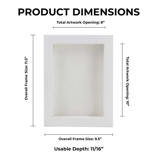 Classic White Wood Shadown Box Frame with Acrylic Front - White Suede Backing, 30 Sizes {1}