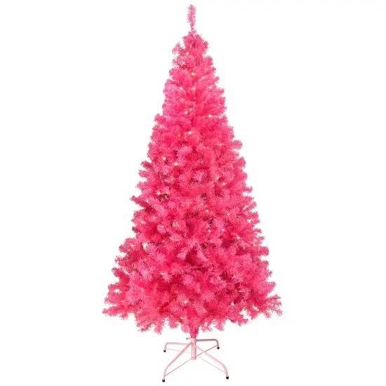 Northlight Pre-Lit Artificial Tinsel Christmas Tree - 7' - Pink - Clear Lights {3}