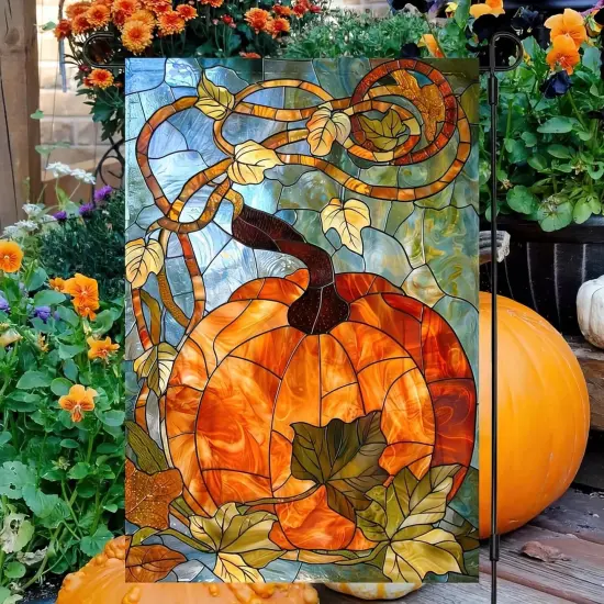 Fall Pumpkins Garden Flag Double Sided Polyester {2}