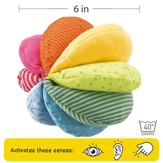 HABA Rainbow Baby Ball - Machine Washable Baby Sensory Toys - Ideal Baby Toy for Teething, Tummy Time Toys for Ages 6 Months & up Multicolor {4}