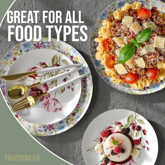 Earthtrends Heavy Duty Paper Plates for parties &ndash; Includes 8-Inch Paper Dessert Plates and 10-Inch Paper Dinner Plates &ndash; Disposable Floral Paper Plates for Parties, Weddings, Events, BBQs, Birthdays, Catering, Holidays &ndash; Elegant Tableware Set Provincial 32 {4}