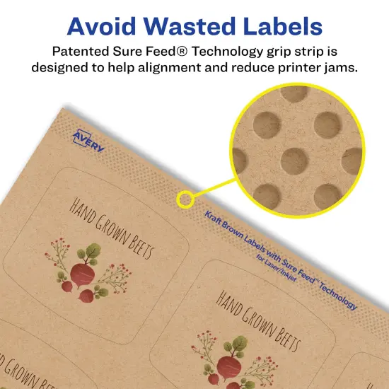 Avery Kraft Brown Arched Square Labels with Sure Feed, 2" x 2-3/16" {4}