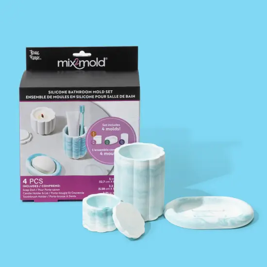 Brea Reese: Mix2Mold: Molds Value Set - Bathroom 4pc - Silicone-Durable-Reusable, For Resin Craft Projects, DIY Soap Dish, Candle & Toothbrush Holders {5}