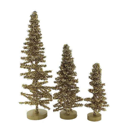 Cody Foster 12.0 Inch Tinsel Tree Gold Set/3 Christmas Decorative Tree Set , Christmas Decor Sparkly Shiny Tinsel {2}