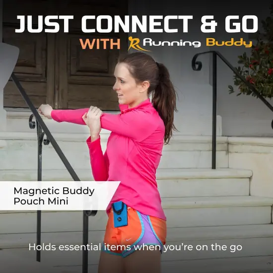 Running Buddy Magnetic Buddy Pouch - Mini | Beltless, Chafe & Bounce Free | Water-Resistant & Magnetic Closure | For Running, Walking, Traveling & More | For Men & Women | 3-3/4&rdquo; Long x 4&rdquo; Wide | Blue {2}