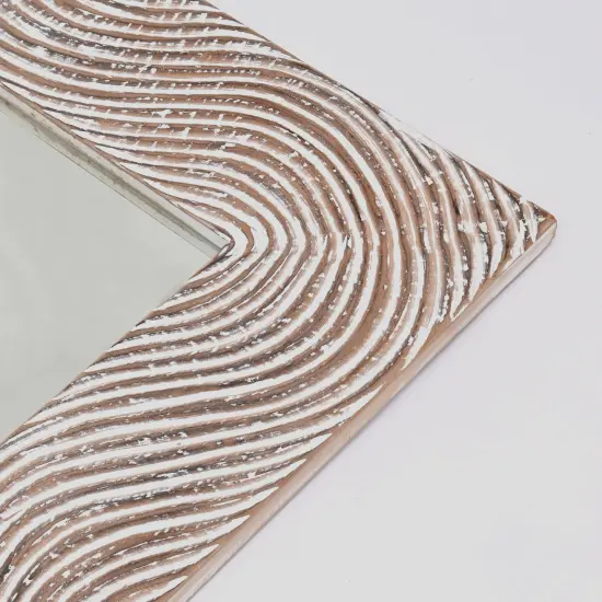 Rustic White Solid Wood Hand carved Mirror Accent - 36" x 72" {5}