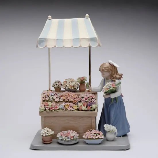 Hand Crafted Ceramic Girl Flower Shop Centerpiece Figurine, Home D&eacute;cor, Gift for Her, Gift for Mom, Spring D&eacute;cor {3}
