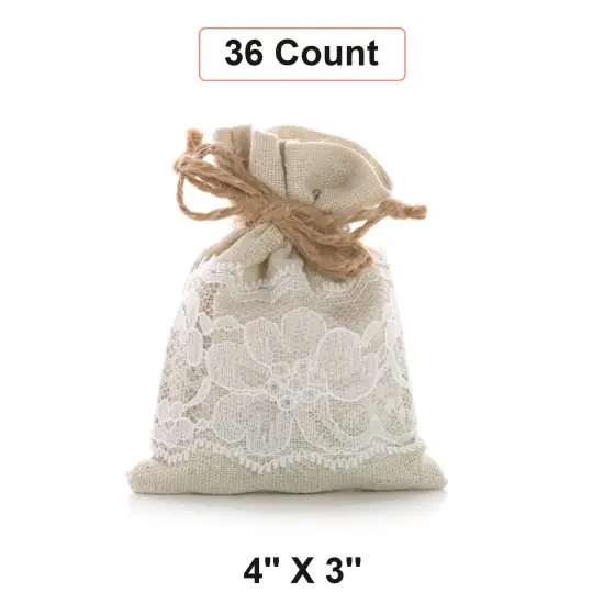Linen & Lace Gift Bags Natural/White 4"x3" {1}