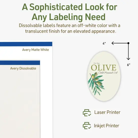 Avery Dissolvable Labels, 4" x 6" Oval {4}