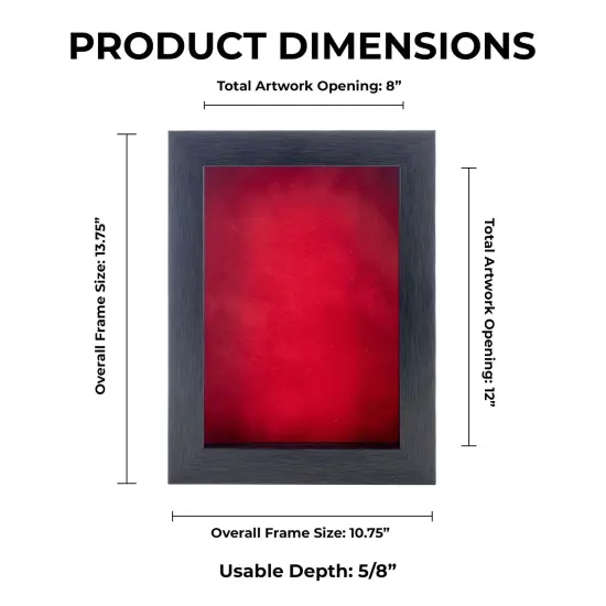 Elegant Charcoal Wood Shadow Box Frame with Acrylic Front - Red Suede Backing, 30 Sizes {1}