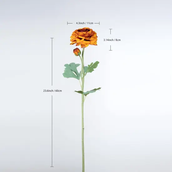 6 pcs Artificial Long Stem Buttercup Flowers (Burnt Orange) {4}