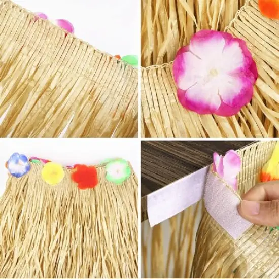 Grass Table Skirt Natural 9 Feet x 29.5 Inch Hawaiian Table Skirt for Tropical Hawaiian Party Decorations Luau Party Costume Party, Straw Yellow {6}