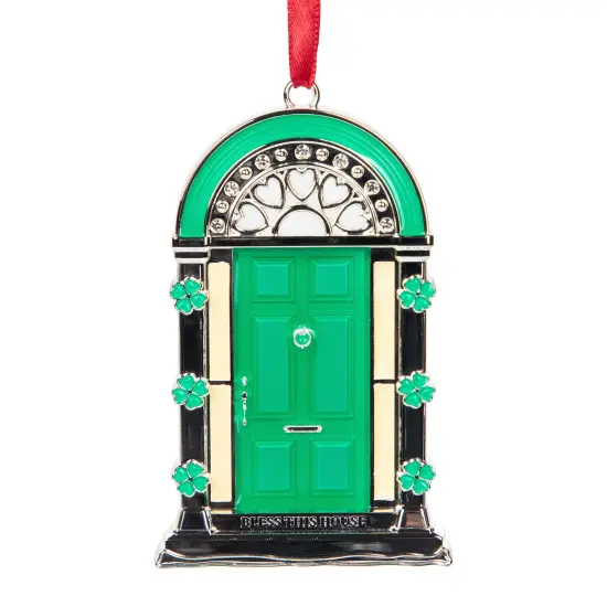 Northlight Bless This House Irish Shamrock Door Christmas Ornament - 3.75" Green {4}
