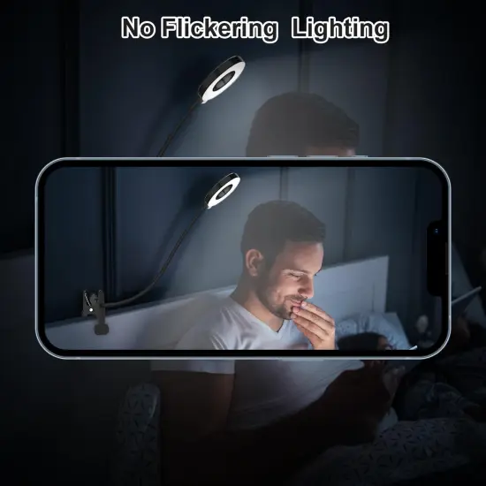 2 Pack LED Clip on Lamp Book Light for Kids Reading in Bed, 3 Color Modes with 10 Levels Brightness Flexible Gooseneck Clamp for Bed Headboard Video, Craft, Make up, Study {2}