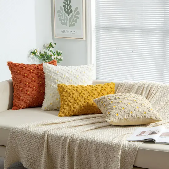 Spring Summer Decorative Throw Pillow Covers 18x18 Inch Set of 2 Soft Plush Faux Couch Pillow Covers Sun Flower Pillowcase Cushion Case Holiday for Home Decor Sofa Bed Living Room Light Beige {4}