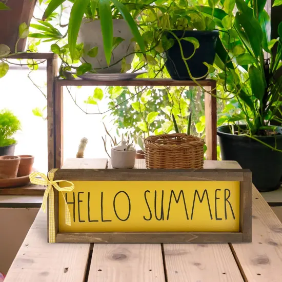 Summer Decorations For Home Hello Summer Wooden Sign Wall Table Centerpieces Shelf Mantle Office Decorative Wood Signage Rustic Farmhouse House Indoor Seasonal Decor {3}