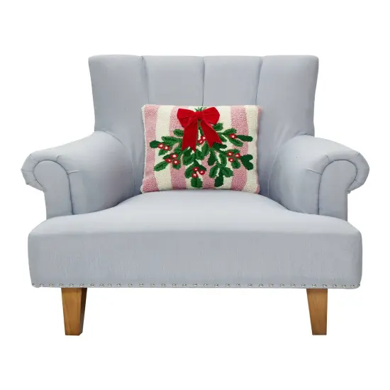 PINK STRIPE MISTLETOE HOOK PILLOW {2}