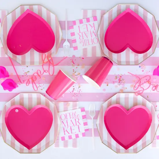 HAUTE PINK HEART SHAPED PLATES {6}