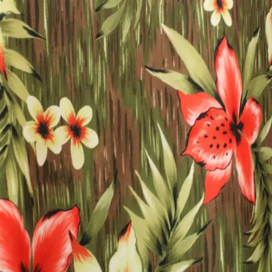 1 Yard Tiki Floral Spandex Fabric Four Way Stretch Activewear Swimwear Costume Leggings Material 58/60 Inch Width {1}