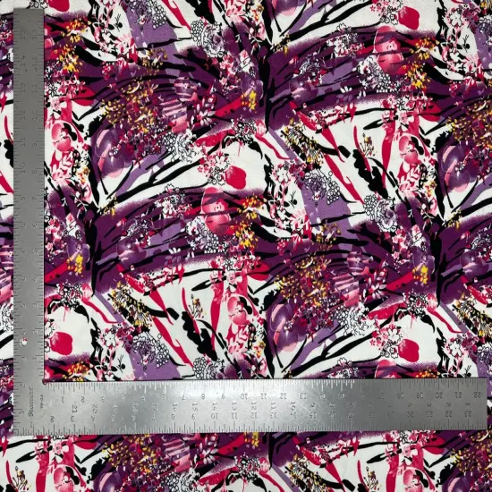 1 Yard Floral Liverpool Fabric Stretch Knit, 58"-60" Wide, Perfect for Clothing Projects Pink {3}