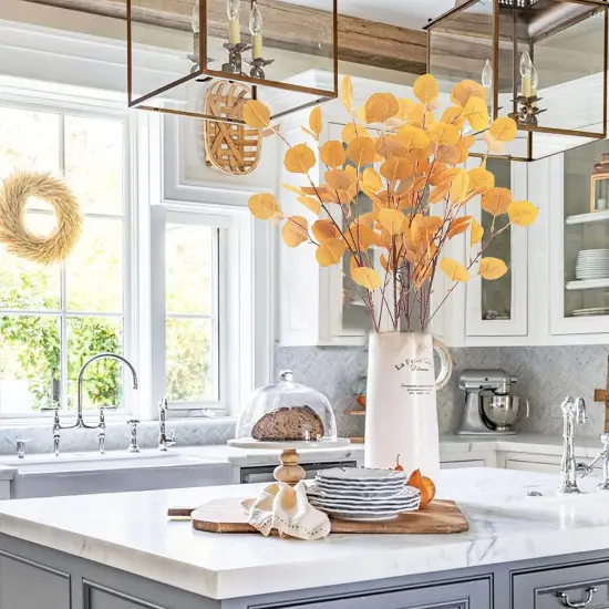 4Pcs Artificial Eucalyptus Leaves Stems 33.8&lsquo;&rsquo; {4}